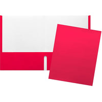 Staples Twin Pocket Portfolio - Letter Size - Red-Paper cover with red exterior