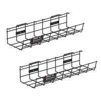 ShoppingAll Under Desk Cable Management Mesh Tray - Black - 2 Pack-Wide & Spacious Rack: Enjoy peace of mind with our 4.7 x 16.5 inch (120mm x 420mm) storage space that keeps cables and power strips out of sight for a clutter-free workspace