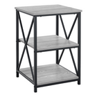 Monarch Specialties 3596 Accent Table - 26"H/Grey/Black Metal-3-tier accent table featuring a square tabletop and 2 storage shelves in a grey wood-look finish