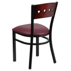 Flash Furniture HERCULES Series Black 4 Square Back Metal Restaurant Chair - Mahogany Wood Back & Burgundy Vinyl Seat - 2 Pack-2.5" Thick Foam Padded Seat
