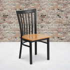 Flash Furniture HERCULES Series Black School House Back Metal Restaurant Chair - Natural Wood Seat - 2 Pack-Welded Joint Assembly