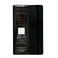 Cambridge Premium Hard Cover Notebook - Small - 8-1/4" H x 5" W-Durable hard cover with elastic bungee closure 