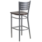 Flash Furniture HERCULES Series Silver Slat Back Metal Restaurant Barstool - Walnut Wood Seat-Walnut Finished Wood Seat