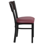 Flash Furniture HERCULES Series Black 3 Circle Back Metal Restaurant Chair - Walnut Wood Back & Burgundy Vinyl Seat - 2 Pack-Burgundy Vinyl Upholstered Seat
