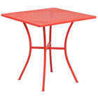28'' Square Coral Indoor-Outdoor Steel Patio Table Set with 4 Round Back Chairs [CO-28SQ-03CHR4-RED-GG]-Designed for Indoor and Outdoor Use