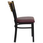 Flash Furniture HERCULES Series Black Slat Back Metal Restaurant Chair - Natural Wood Back & Burgundy Vinyl Seat - 2 Pack-Burgundy Vinyl Upholstered Seat