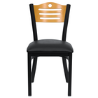 Flash Furniture HERCULES Series Black Slat Back Metal Restaurant Chair - Natural Wood Back, Black Vinyl Seat - 2 Pack-Set of 2 Metal Dining Chairs