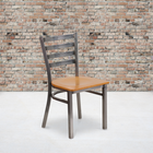 Flash Furniture HERCULES Series Clear Coated Ladder Back Metal Restaurant Chair - Natural Wood Seat - 2 Pack-Welded Joint Assembly