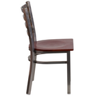 Flash Furniture HERCULES Series Clear Coated Ladder Back Metal Restaurant Chair - Mahogany Wood Seat - 2 Pack-Mahogany Finished Wood Seat