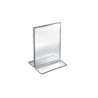 Azar Displays 8.5" x 5.5" Vertical Double Sided Stand Up Acrylic Sign Holder, Clear, 10 Pack (152733)-Stand up sign holder is perfect for tabletop displays, restaurant table displays, and hotel concierge desks