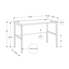 Monarch Specialties 48" L Computer Desk - White Laminate - Silver Metal-Spacious and functional workspace with a scratch, stain, and wear-resistant easy to clean top, featuring 2 capped cable management holes for a tidy and organized workspace, perfect for study, writing, or computer use