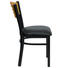 Flash Furniture HERCULES Series Black Slat Back Metal Restaurant Chair - Natural Wood Back, Black Vinyl Seat - 2 Pack-Black Vinyl Upholstered Seat