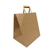 Reliabag Paper Bags - Flat Handles - 14" W x 10" D x 15.75" H - Kraft - 100 Pack-Made by the premium kraft paper with the re-enforced flat bottom