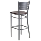 Flash Furniture HERCULES Series Silver Slat Back Metal Restaurant Barstool - Mahogany Wood Seat-Mahogany Finished Wood Seat
