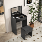 HOMCOM Makeup Vanity Desk with Flip Top Mirror and Cushioned Stool - 23.7" L x 15.8" W x 31.1" H - Black-2-in-1 design, can both work as a vanity set and a writing table 