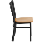 Flash Furniture HERCULES Series Black Ladder Back Metal Restaurant Chair - Natural Wood Seat - 2 Pack-Natural Finished Wood Seat