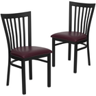 Flash Furniture HERCULES Series Black School House Back Metal Restaurant Chair - Burgundy Vinyl Seat - 2 Pack-School House Back Design