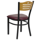Flash Furniture HERCULES Series Black Slat Back Metal Restaurant Chair - Natural Wood Back & Burgundy Vinyl Seat - 2 Pack-2.5" Thick Foam Padded Seat