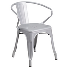 Flash Furniture 31.5'' Square Silver Metal Indoor-Outdoor Table Set with 4 Arm Chairs (ET-CT002-4-70-SIL-GG)-ANSI BIFMA Certified