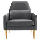 Modway Liliana Performance Velvet Armchair - Charcoal-Sturdy Construction