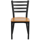 Flash Furniture HERCULES Series Black Ladder Back Metal Restaurant Chair - Natural Wood Seat - 2 Pack-Set of 2 Metal Dining Chairs