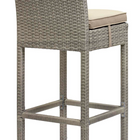 Modway Conduit Outdoor Patio Wicker Rattan Bar Stool - Light Gray Beige - Set of 4-Water and UV Resistant