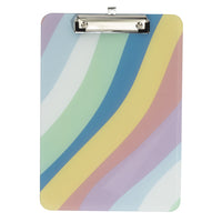 Pep Rally Plastic Clipboard - Letter Size - Rainbow Wave-Plastic clipboard with rainbow wave design