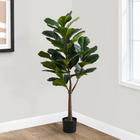 Monarch Specialties 47" Artificial Indoor Fiddle Tree - Floor - Black Pot-51 real touch, adjustable, striking green leaves create a lifelike appearance