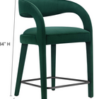 Modway Pinnacle Performance Velvet Counter Stool - Green Black - Set of 2-Stain-Resistant Performance Velvet Upholstery