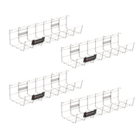 ShoppingAll Under Desk Cable Management Mesh Tray - White - 4 Pack-Wide & Spacious Rack: Enjoy peace of mind with our 4.7 x 16.5 inch (120mm x 420mm) storage space that keeps cables and power strips out of sight for a clutter-free workspace