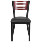 Flash Furniture HERCULES Series Black Slat Back Metal Restaurant Chair - Mahogany Wood Back, Black Vinyl Seat - 2 Pack-Set of 2 Metal Dining Chairs