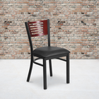 Flash Furniture HERCULES Series Black Slat Back Metal Restaurant Chair - Mahogany Wood Back, Black Vinyl Seat - 2 Pack-Welded Joint Assembly