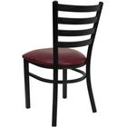 Flash Furniture HERCULES Series Black Ladder Back Metal Restaurant Chair - Burgundy Vinyl Seat - 2 Pack-2.5" Thick Foam Padded Seat