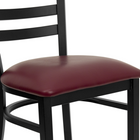 Flash Furniture HERCULES Series Black Ladder Back Metal Restaurant Chair - Burgundy Vinyl Seat - 2 Pack-Curved Support Bar