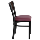 Flash Furniture HERCULES Series Black Slat Back Metal Restaurant Chair - Walnut Wood Back & Burgundy Vinyl Seat - 2 Pack-Burgundy Vinyl Upholstered Seat