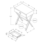 Monarch Specialties 3264 Accent Table - 24"H/Grey Cement/Chrome Metal-Assembly Required