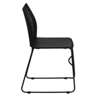 Flash Furniture HERCULES Series Black Stack Chair with Air-Vent Back & Black Powder Coated Sled Base-Ergonomically Contoured Design with Black Plastic Back and Seat