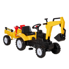 Aosom Kids Pedal Ride-On Excavator with Horn and Detachable Trailer - Yellow-Made of plastic and metal frame to hold weights up to 77lbs 