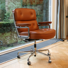 Plata Import Elegant Office Chair Faux leather Adjustable Chair with Polished aluminum frame - Brown-Aluminum Frame Construction
