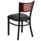 Flash Furniture HERCULES Series Black Slat Back Metal Restaurant Chair - Mahogany Wood Back, Black Vinyl Seat - 2 Pack-2.5" Thick Foam Padded Seat