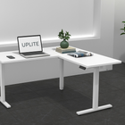 Uplite L-Shaped Dual Motor Height-Adjustable Corner Standing Desk - 63" x 55" - White-ELECTRIC EASY ONE TOUCH SYSTEM - the high-quality dual motor engine and strong desk base provides powerful and smooth height adjustment.