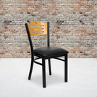 Flash Furniture HERCULES Series Black Slat Back Metal Restaurant Chair - Natural Wood Back, Black Vinyl Seat - 2 Pack-Welded Joint Assembly