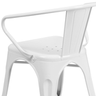 Flash Furniture Commercial Grade Metal Indoor-Outdoor Chair with Arms - White-White Powder Coated Frame Finish