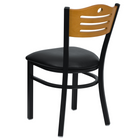 Flash Furniture HERCULES Series Black Slat Back Metal Restaurant Chair - Natural Wood Back, Black Vinyl Seat - 2 Pack-2.5" Thick Foam Padded Seat