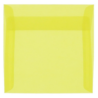 JAM Paper 6.5 x 6.5 Square Envelopes, Yellow Translucent Vellum, 250 Pack (PACV526H)-Primary yellow translucent envelope