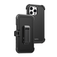 TUFF8 iPhone 16 Pro Max Impact+ Three layer Protective Case with Holster-360 Degrees Rotating Stand doubles as a phone grip to enable comfortable watching experiences and a secure way to hold your device