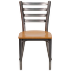 Flash Furniture HERCULES Series Clear Coated Ladder Back Metal Restaurant Chair - Natural Wood Seat - 2 Pack-Set of 2 Metal Dining Chairs