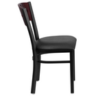 Flash Furniture HERCULES Series Black 4 Square Back Metal Restaurant Chair - Mahogany Wood Back, Black Vinyl Seat - 2 Pack-Black Vinyl Upholstered Seat