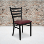 Flash Furniture HERCULES Series Black Ladder Back Metal Restaurant Chair - Burgundy Vinyl Seat - 2 Pack-18 Gauge Steel Frame