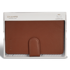 Champs Onyx Leather Passport Case - Brown-Champs signature emboss